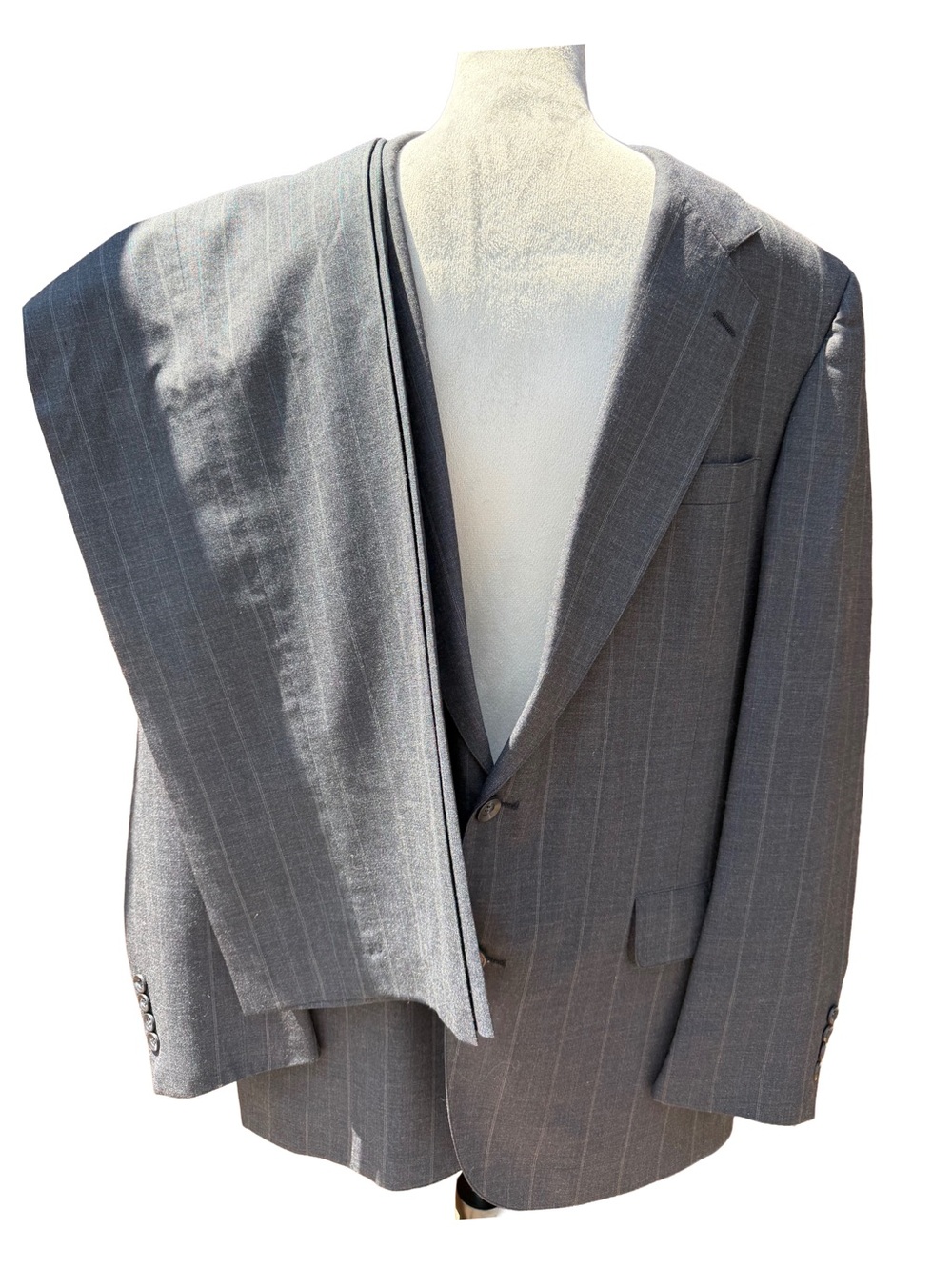 Stafford Executive Mens 2pc Suit Gray Pinstripe Blazer Tailored Pants 42R 36x34